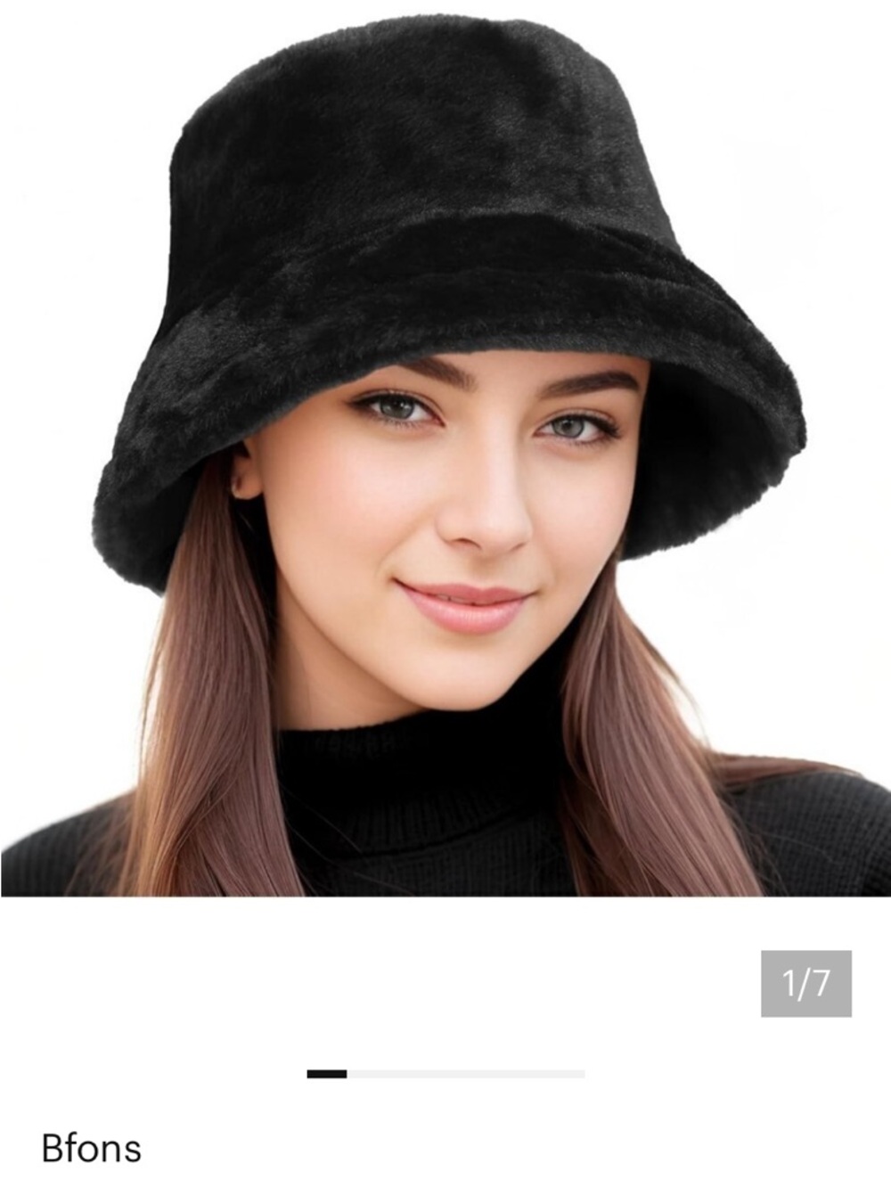 Black Faux Fur Bucket Hat